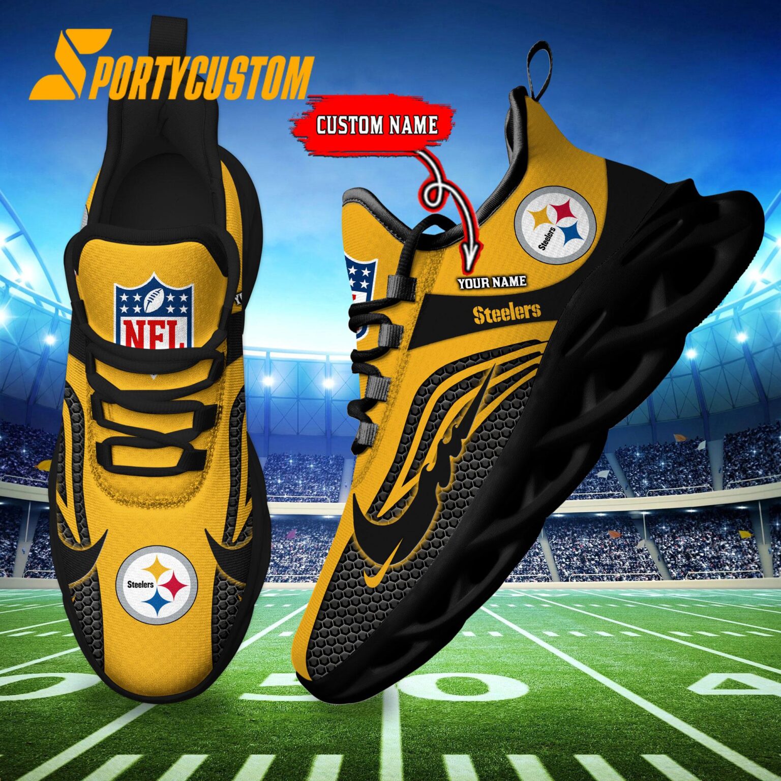 NFL Pittsburgh Steelers Football Team New Design Max Soul Shoes Sneaker