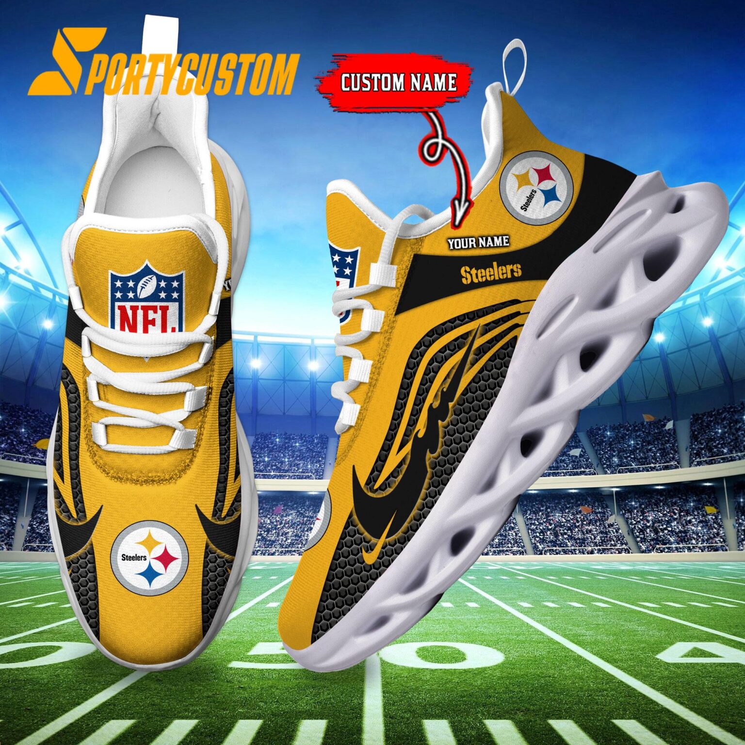 NFL Pittsburgh Steelers Football Team New Design Max Soul Shoes Sneaker