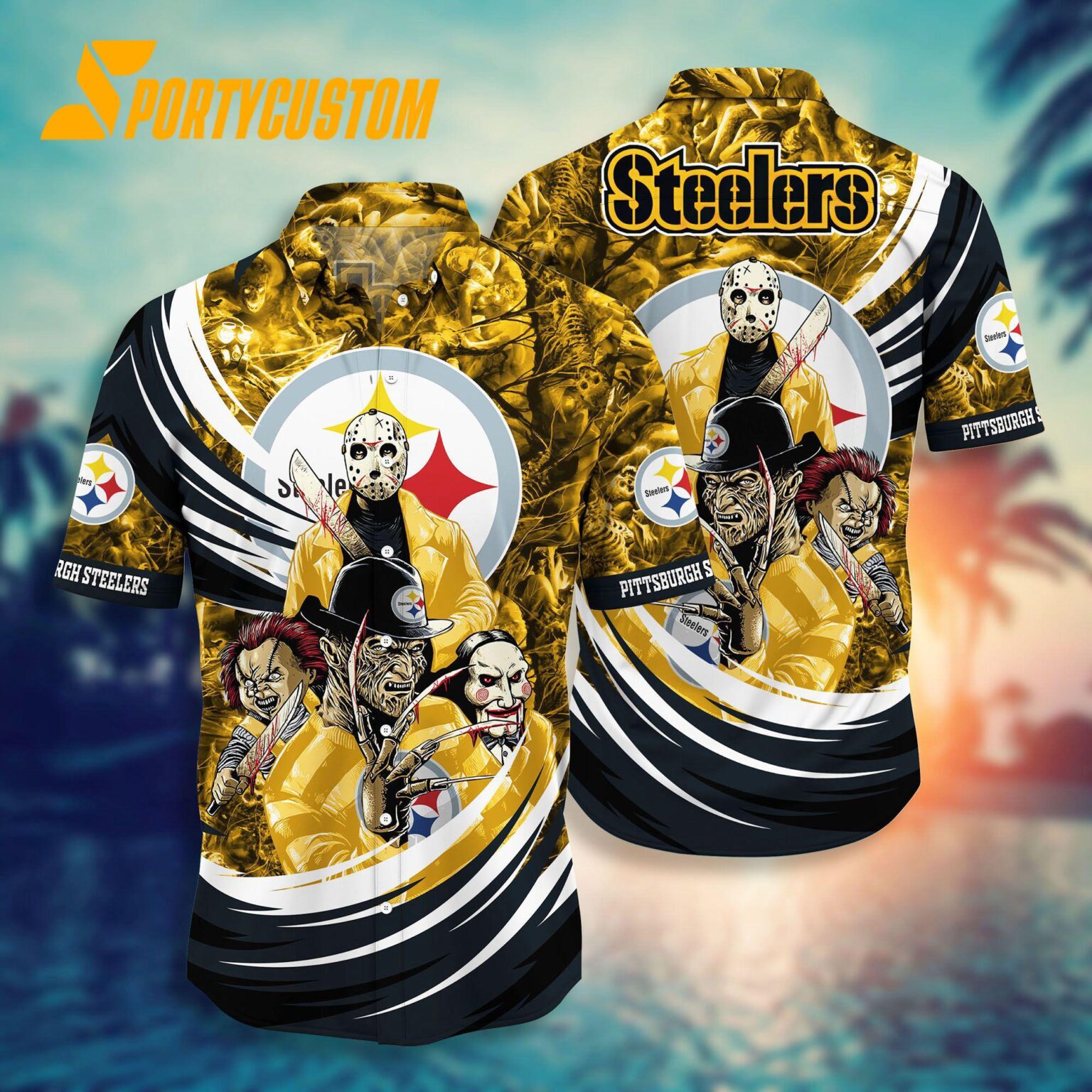 NFL Pittsburgh Steelers Halloween Horror Movies Summer Hawaiian Shirts