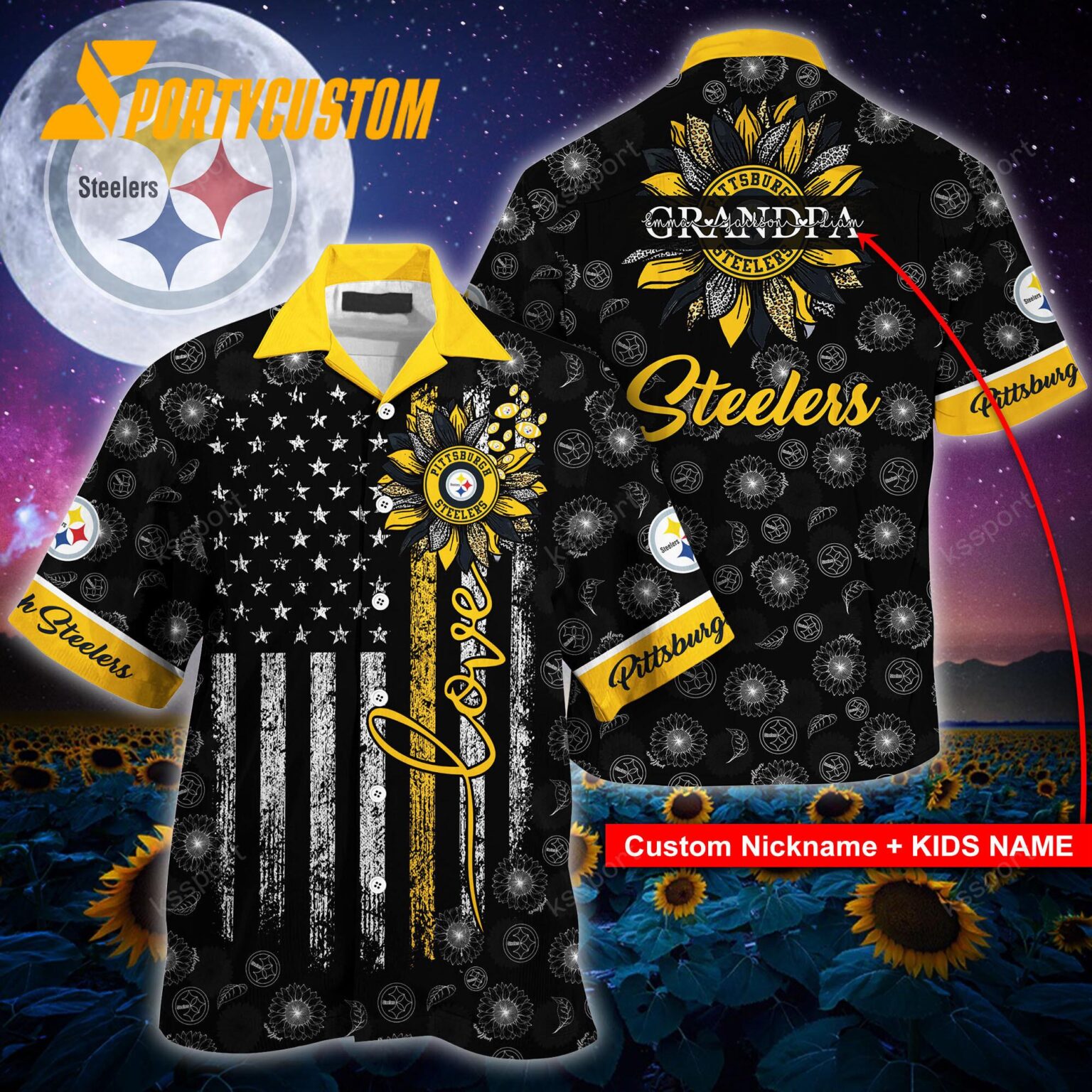 NFL Pittsburgh Steelers Sunflower For Mother Day Father Day Hawaiian Shirt