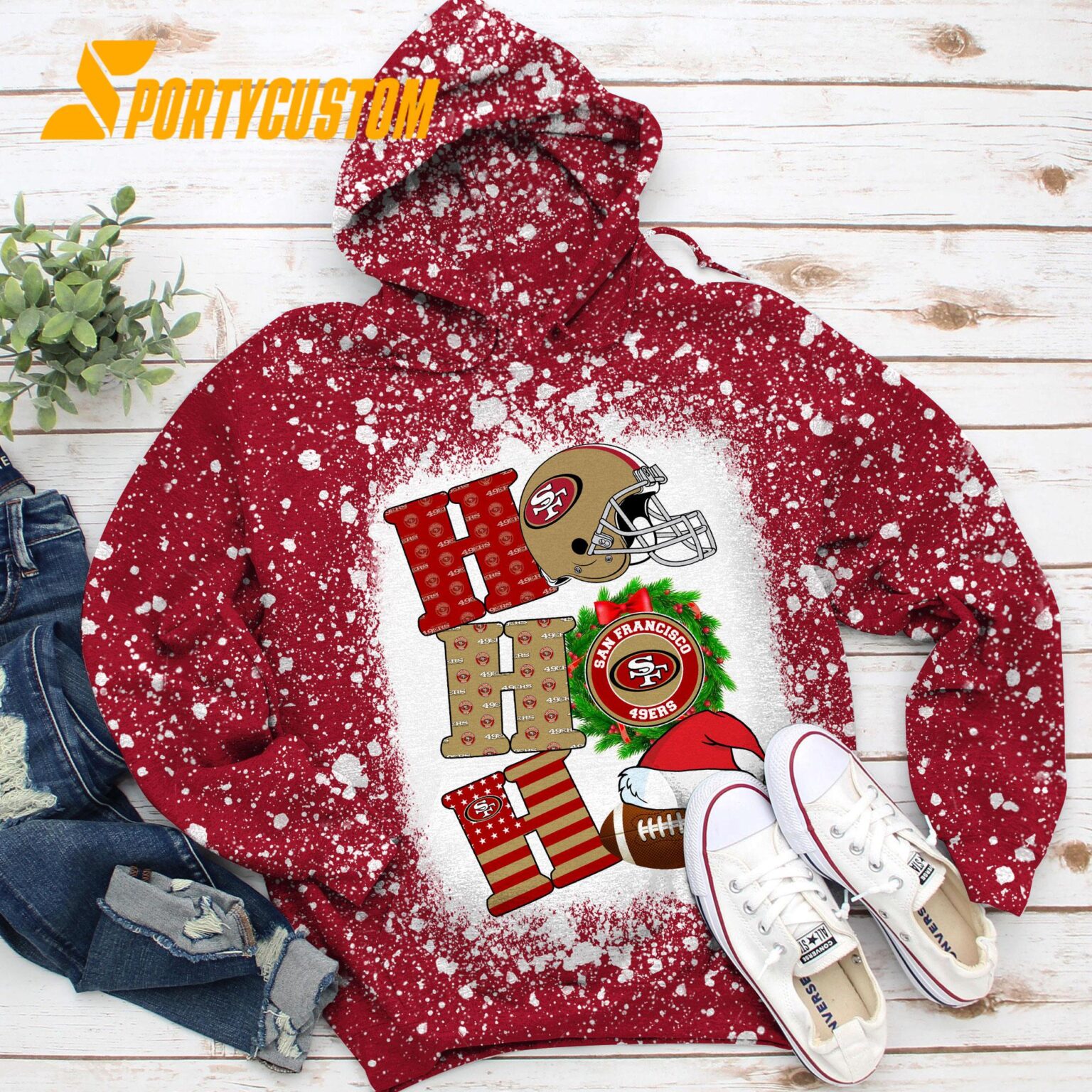 NFL San Francisco 49ers Football Santa Hats HoHoHo Christmas Unisex TShirt, Hoodie, Sweatshirt