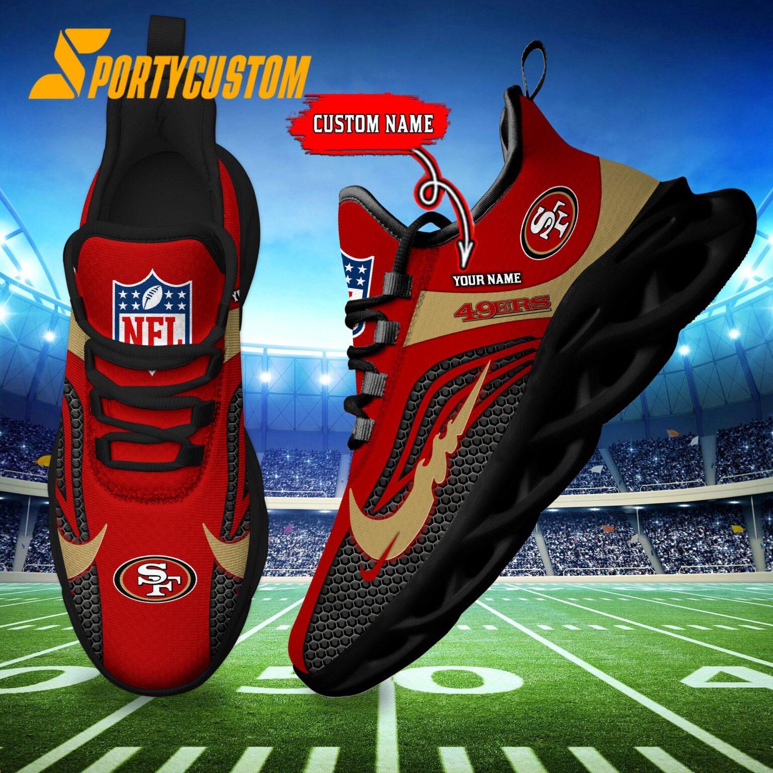 NFL San Francisco 49ers Football Team New Design Max Soul Shoes Sneaker