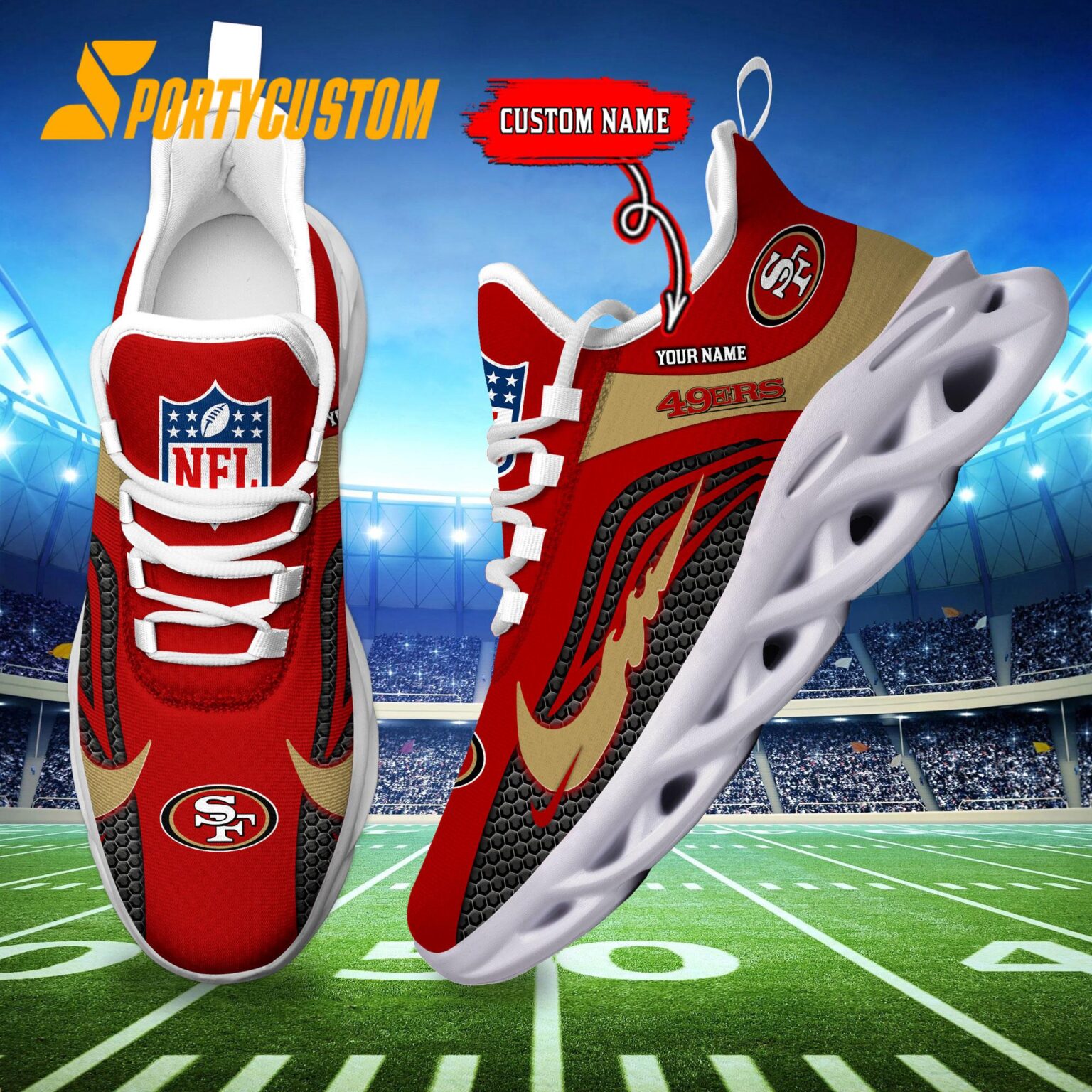 NFL San Francisco 49ers Football Team New Design Max Soul Shoes Sneaker