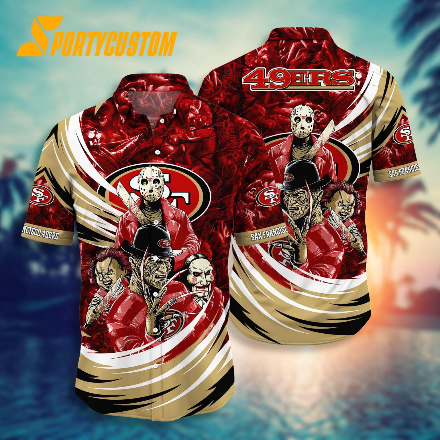 NFL San Francisco 49ers Halloween Horror Movies Summer Hawaiian Shirts