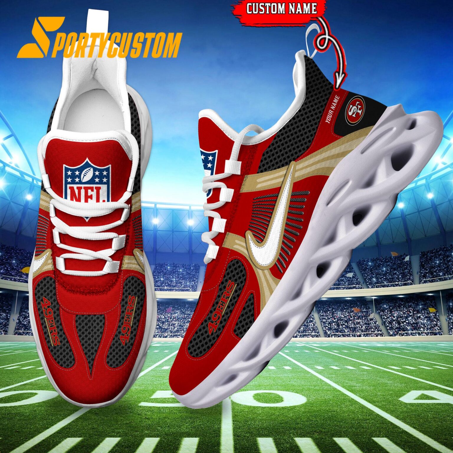 NFL San Francisco 49ers Logo Football Team New Season Max Soul Shoes