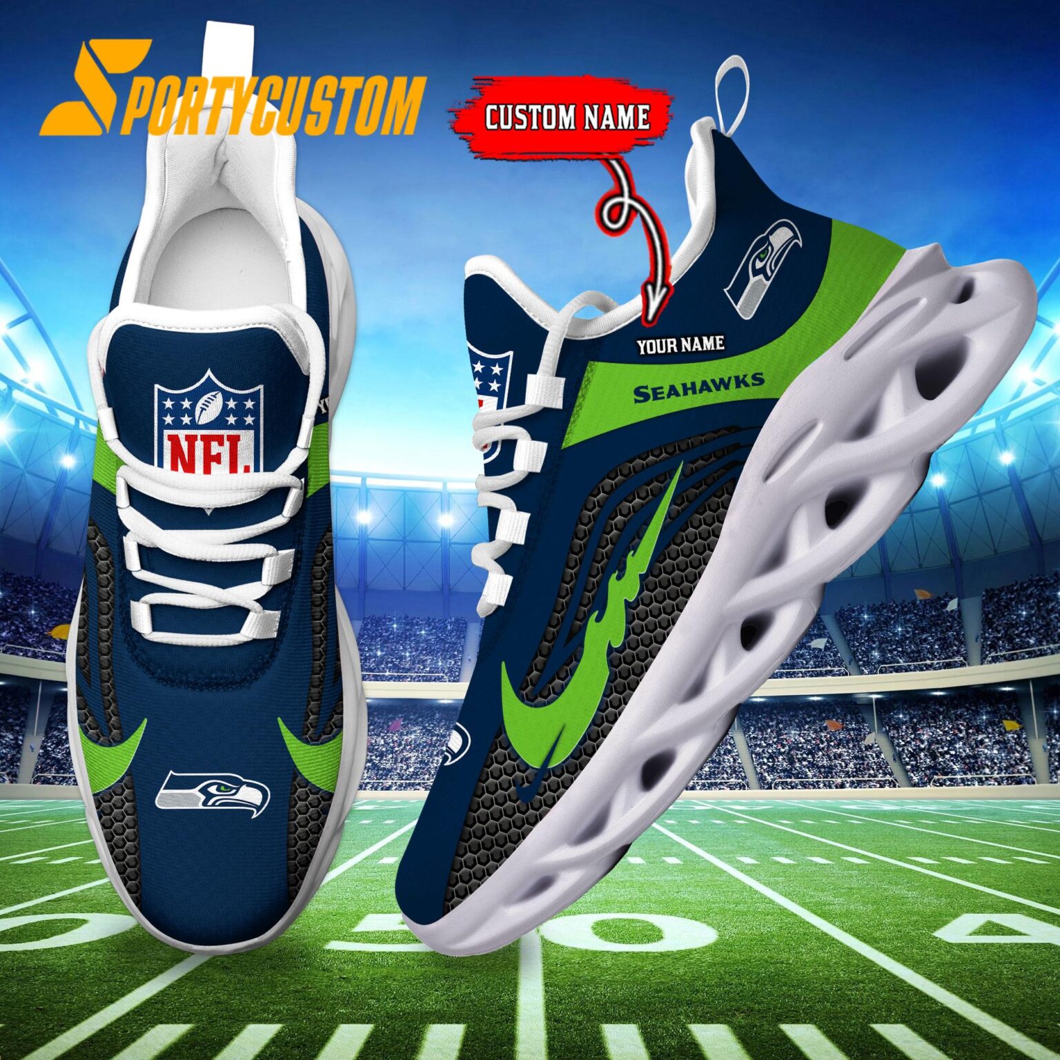 NFL Seattle Seahawks Football Team New Design Max Soul Shoes Sneaker