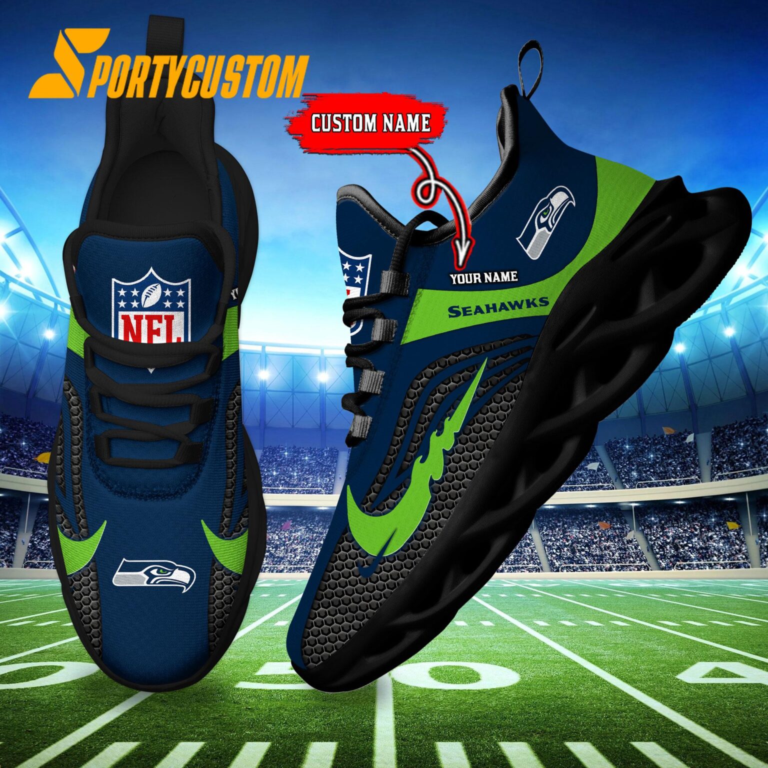 NFL Seattle Seahawks Football Team New Design Max Soul Shoes Sneaker