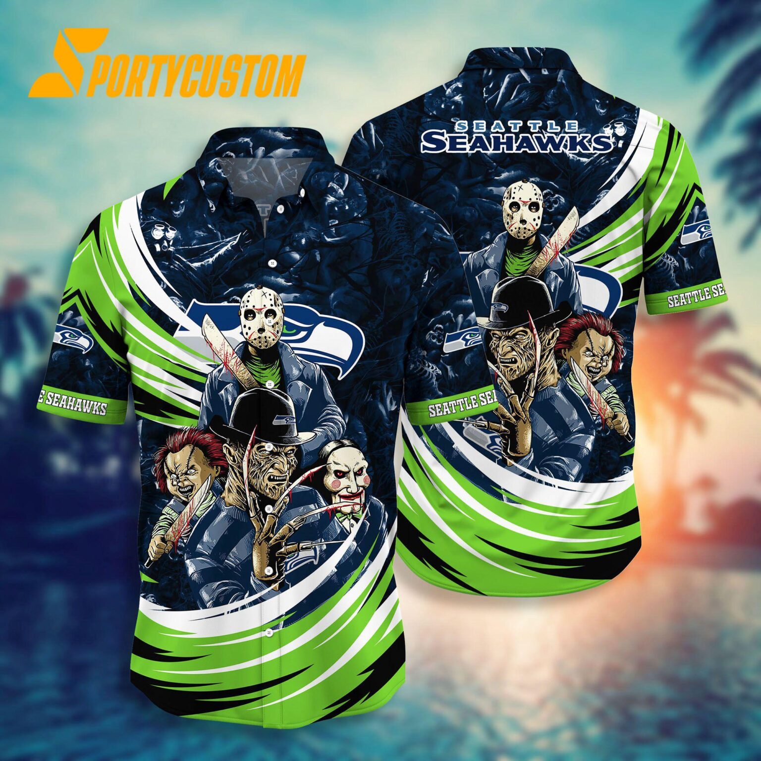 NFL Seattle Seahawks Halloween Horror Movies Summer Hawaiian Shirts
