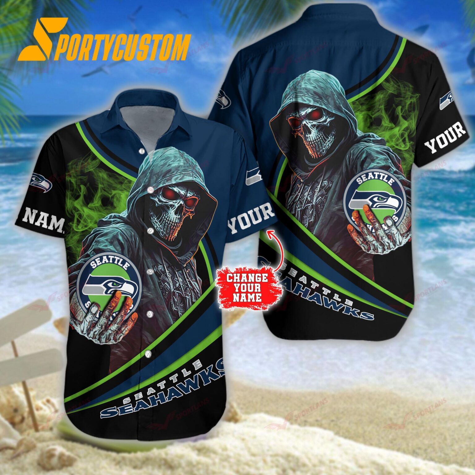 NFL Seattle Seahawks Personalized Skull Football Summer Hawaiian Shirt