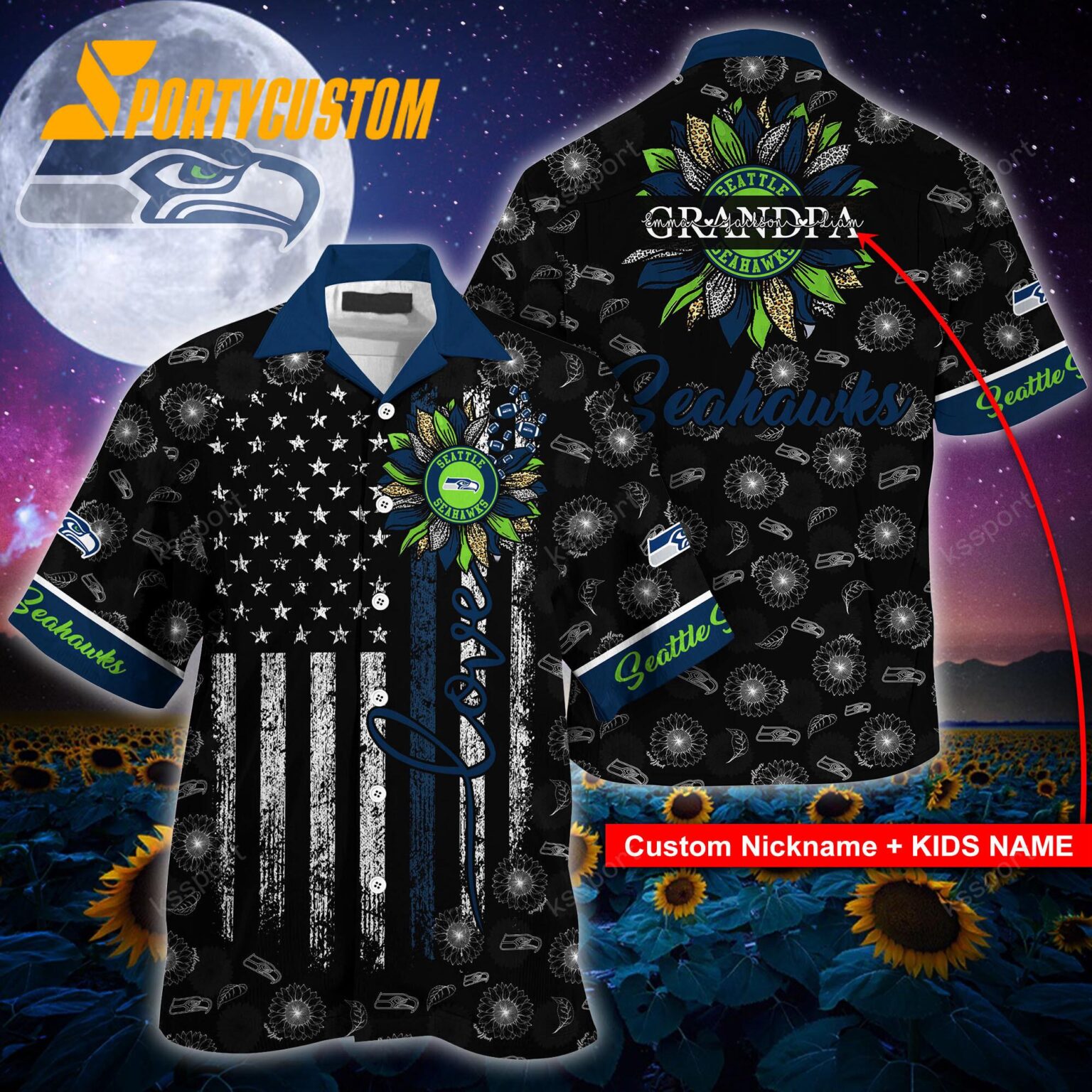 NFL Seattle Seahawks Sunflower For Mother Day Father Day Hawaiian Shirt
