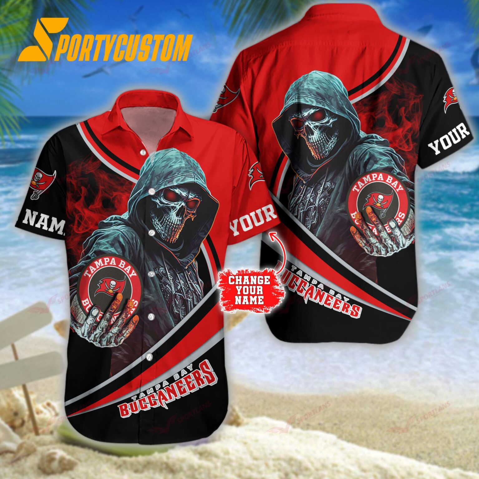 NFL Tampa Bay Buccaneers Personalized Skull Football Summer Hawaiian Shirt