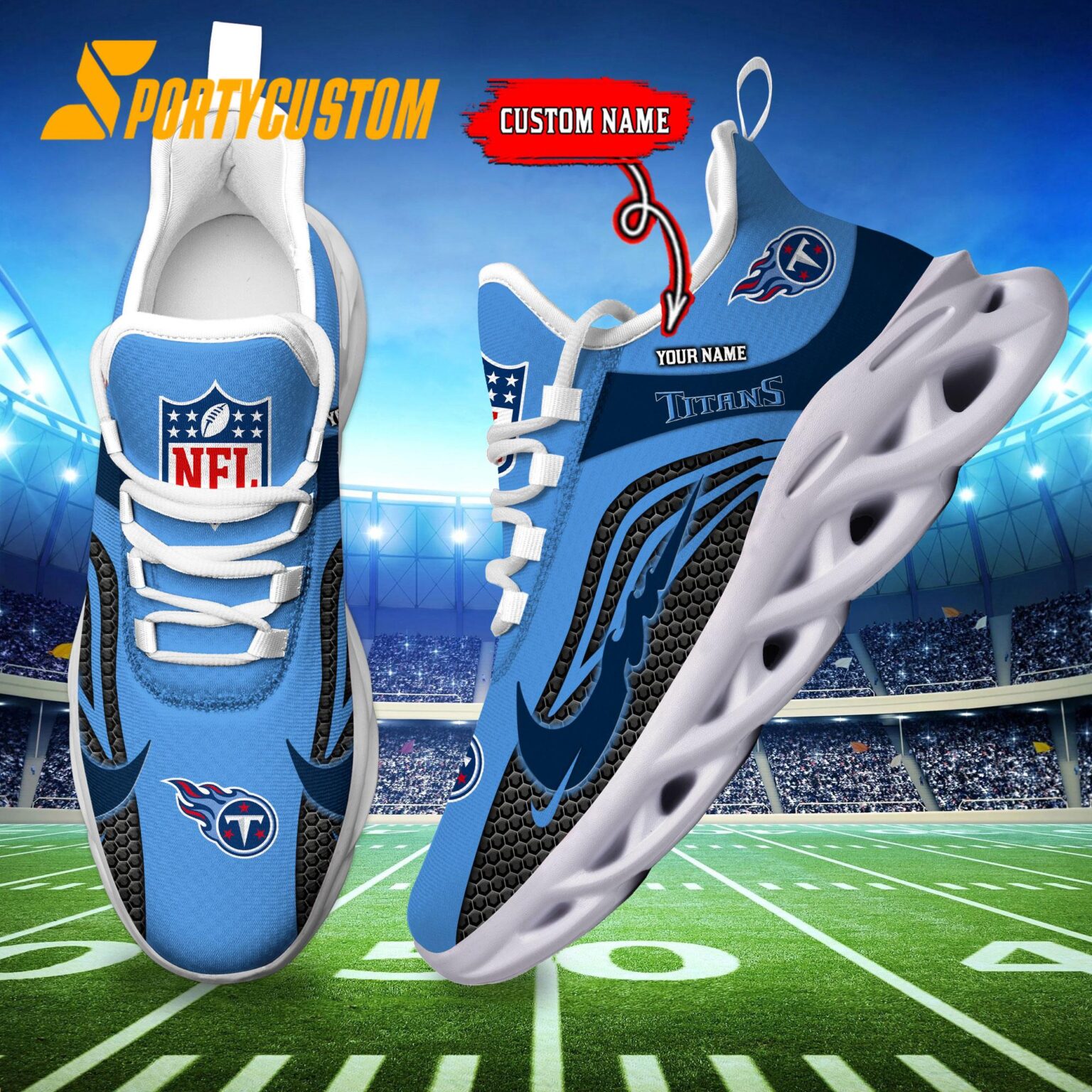 NFL Tennessee Titans Football Team New Design Max Soul Shoes Sneaker