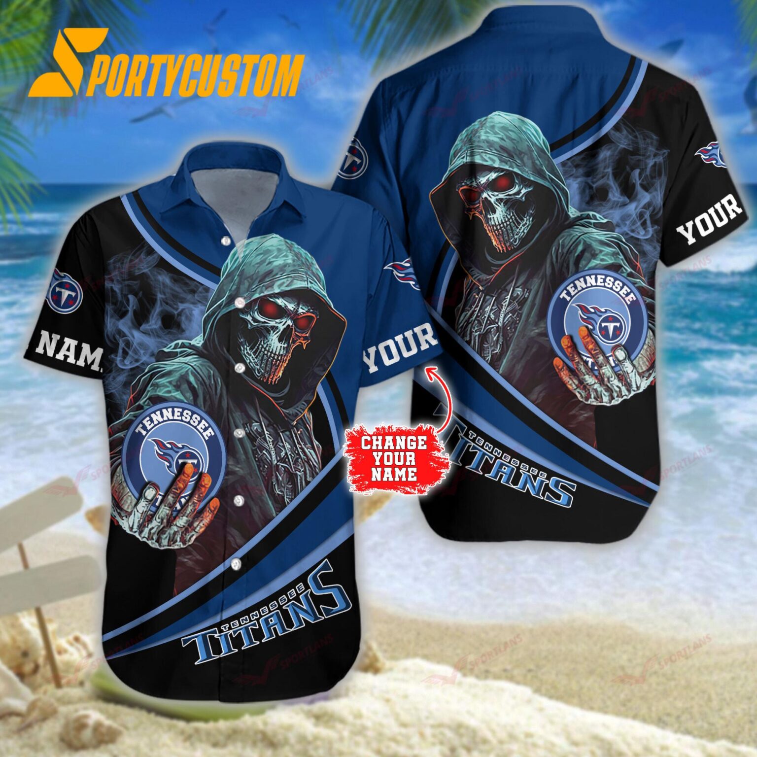 NFL Tennessee Titans Personalized Skull Football Summer Hawaiian Shirt