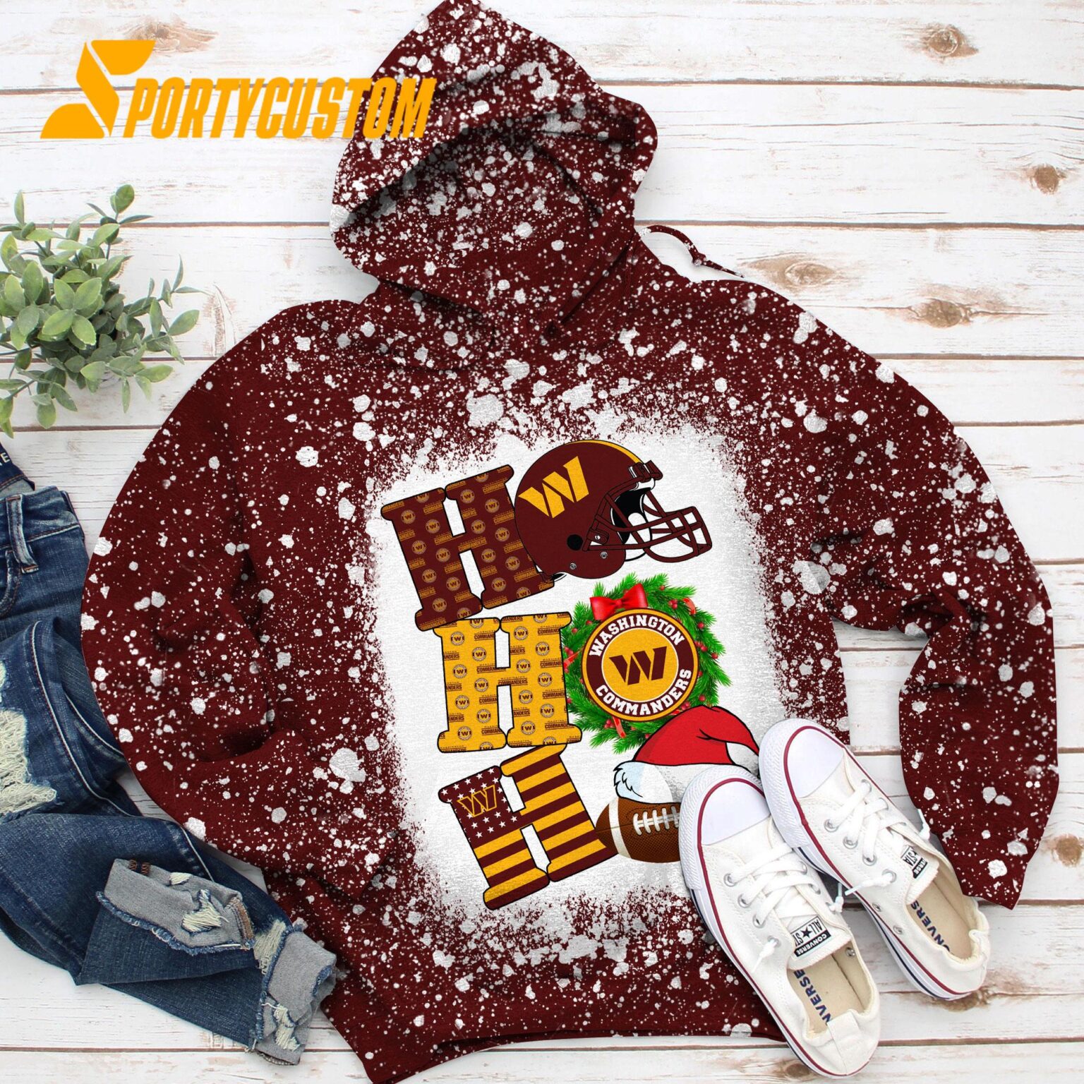 NFL Washington Commanders Football Santa Hats HoHoHo Christmas Unisex TShirt, Hoodie, Sweatshirt