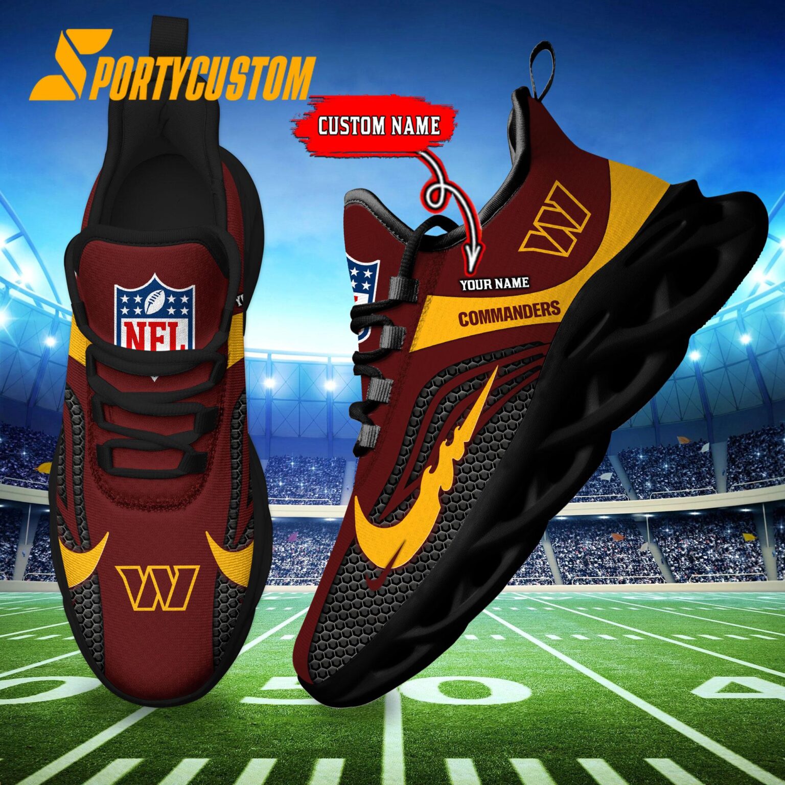 NFL Washington Commanders Football Team New Design Max Soul Shoes Sneaker