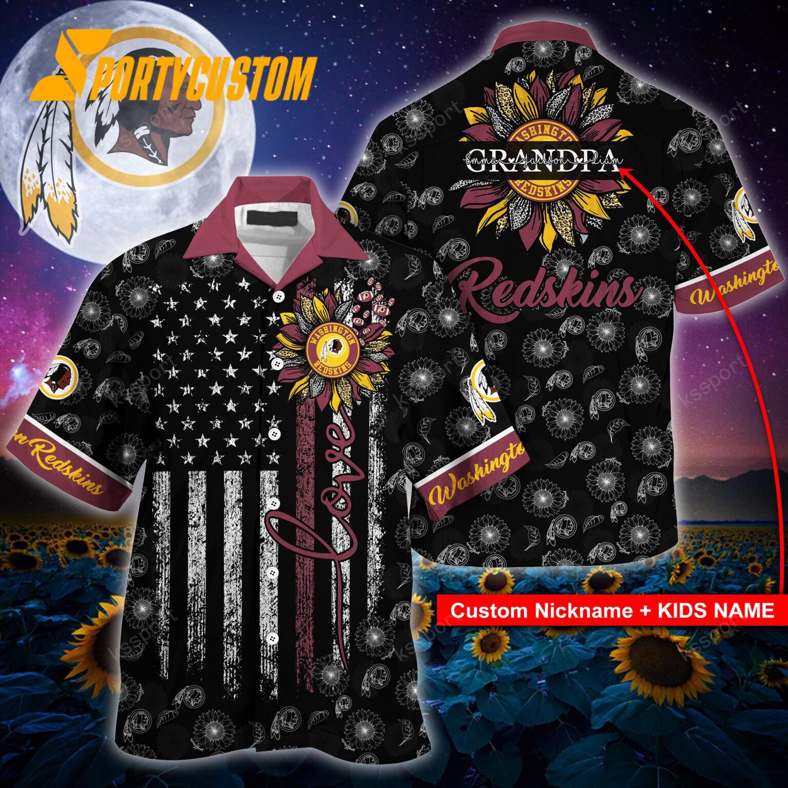 NFL Washington Commanders Sunflower For Mother Day Father Day Hawaiian Shirt