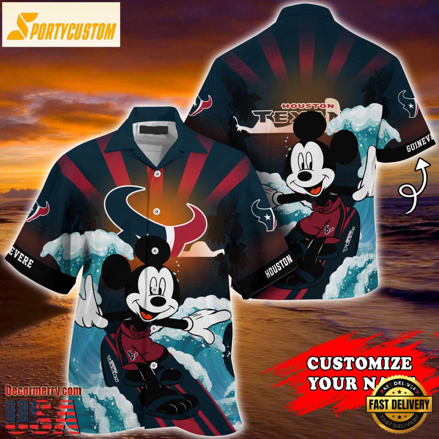 Houston Texans Special Mickey Mouse Movies Design Summer Hawaiian Shirt, NFL Aloha Shirt