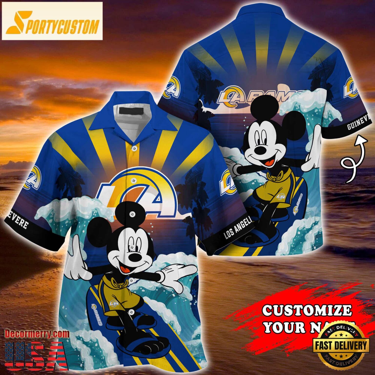 Los Angeles Rams Special Mickey Mouse Movies Design Summer Hawaiian Shirt, NFL Aloha Shirt