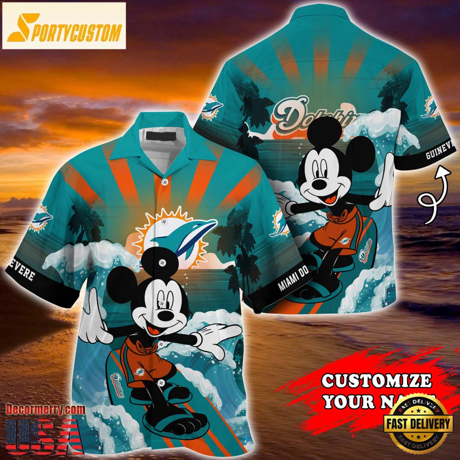 Miami Dolphins Special Mickey Mouse Movies Design Summer Hawaiian Shirt, NFL Aloha Shirt