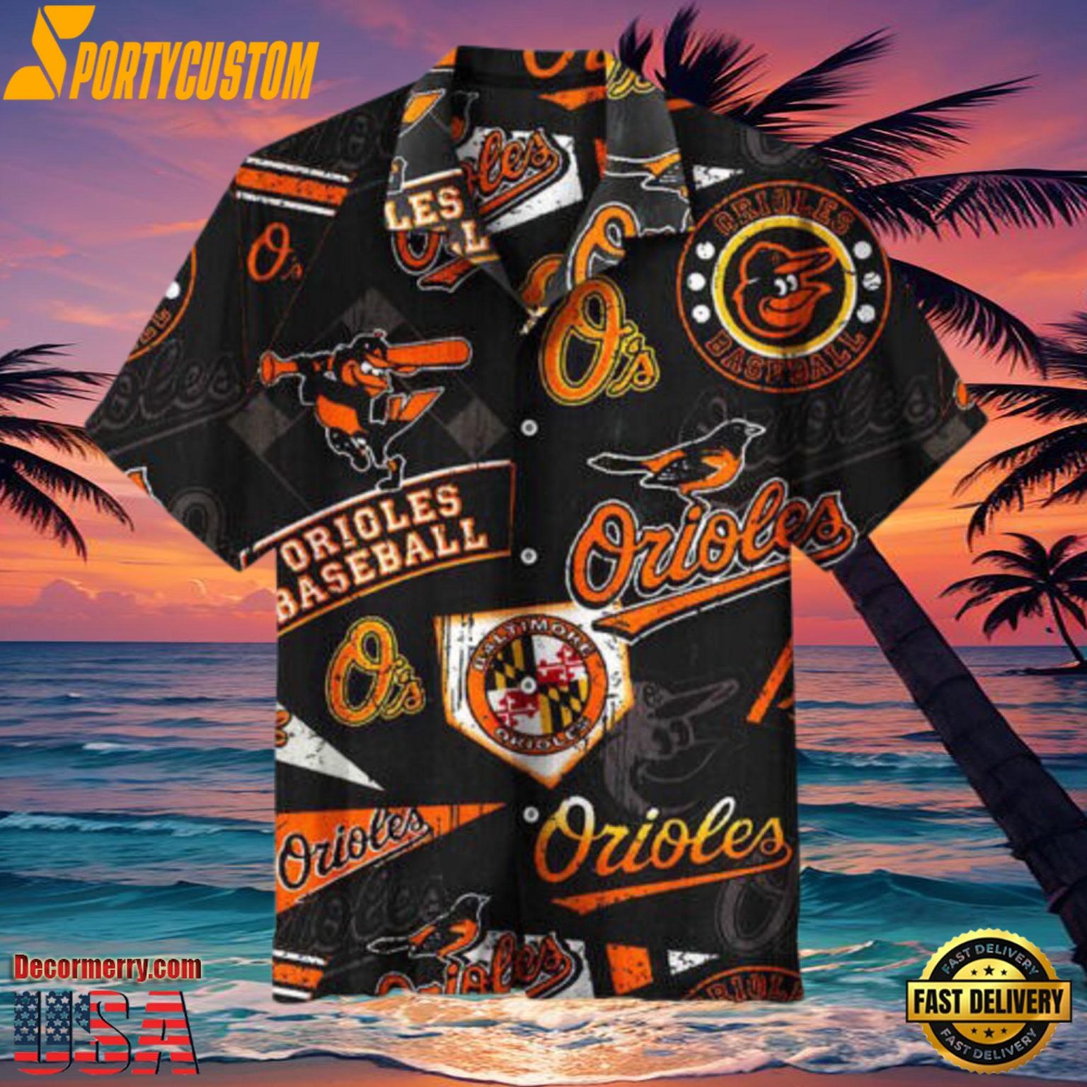 MLB Baltimore Orioles Baseball Floral Aloha Hawaiian Shirt