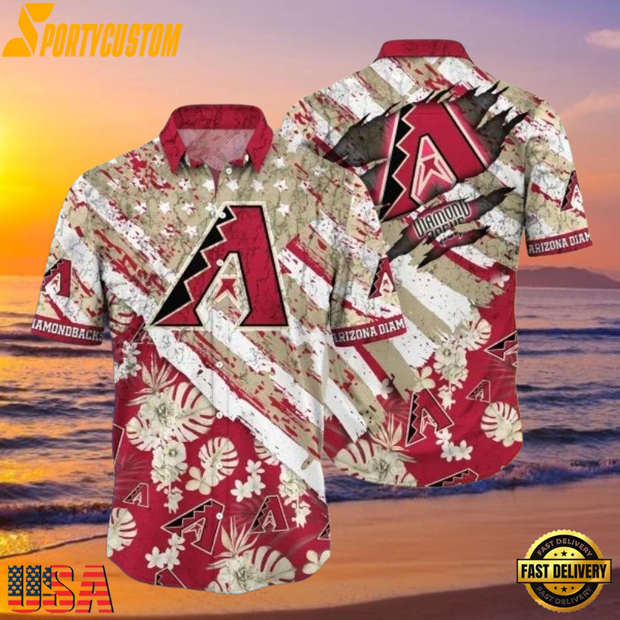 MLB Desert Flora And Diamondbacks Red Hawaiian Shirt