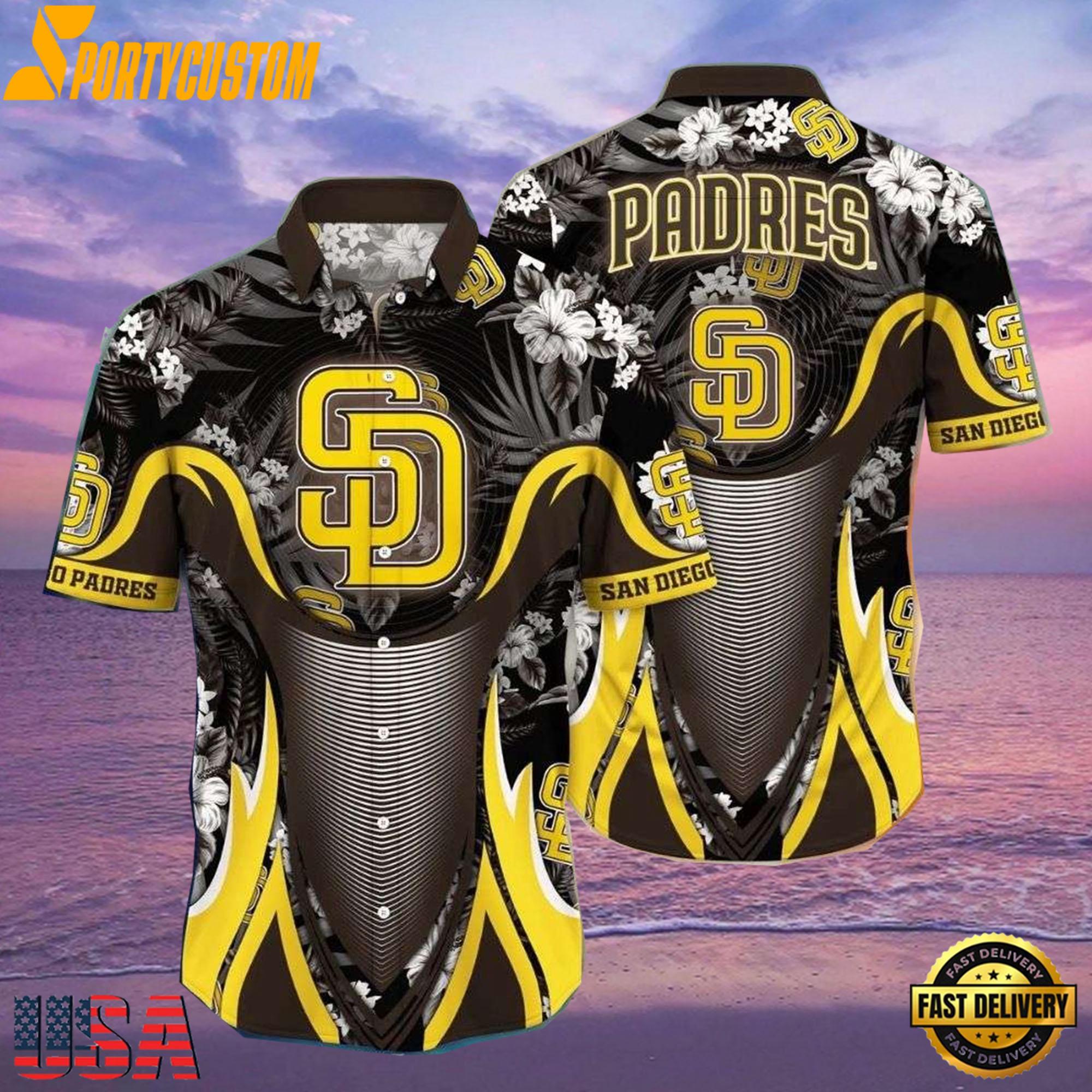 MLB Dynamic Swirls San Diego Padres Aloha Shirt Hawaiian Vibe