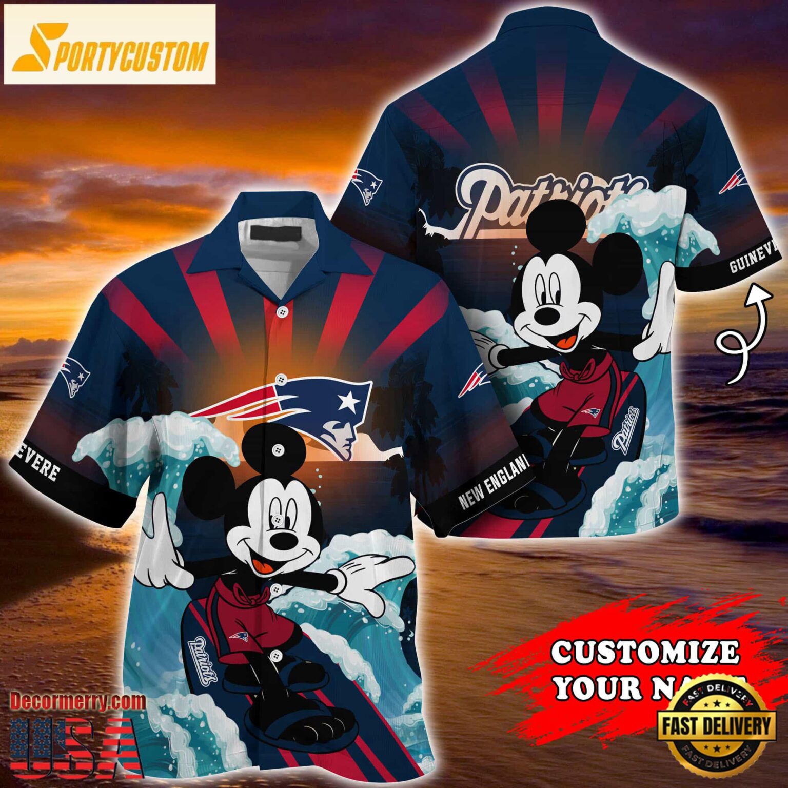 New England Patriots Special Mickey Mouse Movies Design Summer Hawaiian Shirt, NFL Aloha Shirt