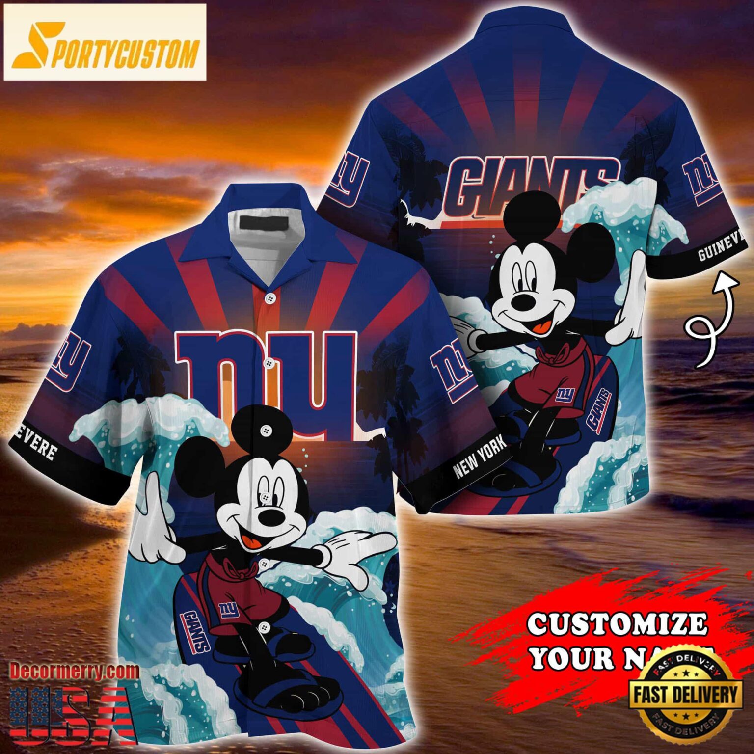 New York Giants Special Mickey Mouse Movies Design Summer Hawaiian Shirt, NFL Aloha Shirt