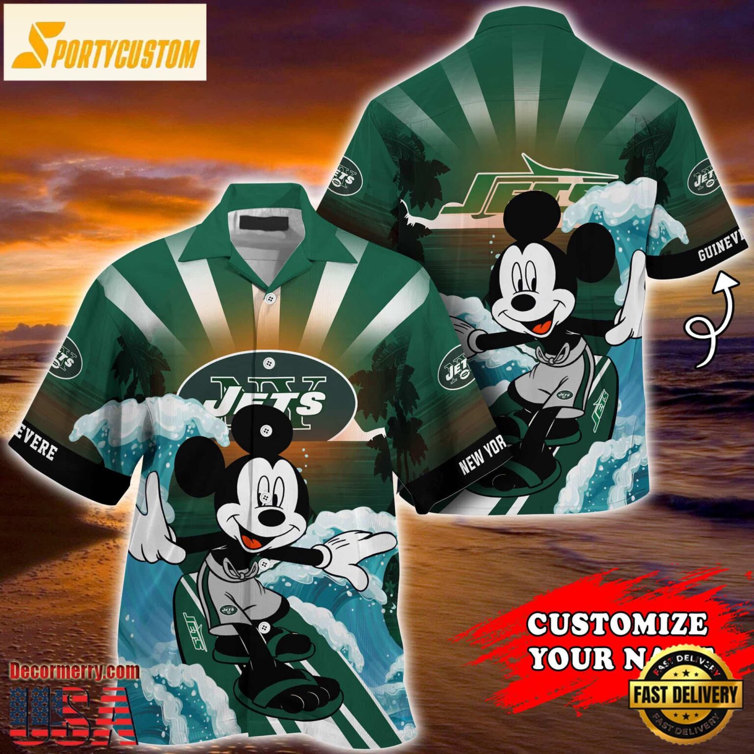 New York Jets Special Mickey Mouse Movies Design Summer Hawaiian Shirt, NFL Aloha Shirt