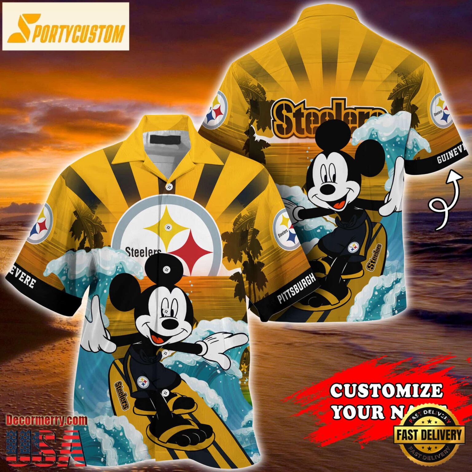 Pittsburgh Steelers Special Mickey Mouse Movies Design Summer Hawaiian Shirt, NFL Aloha Shirt