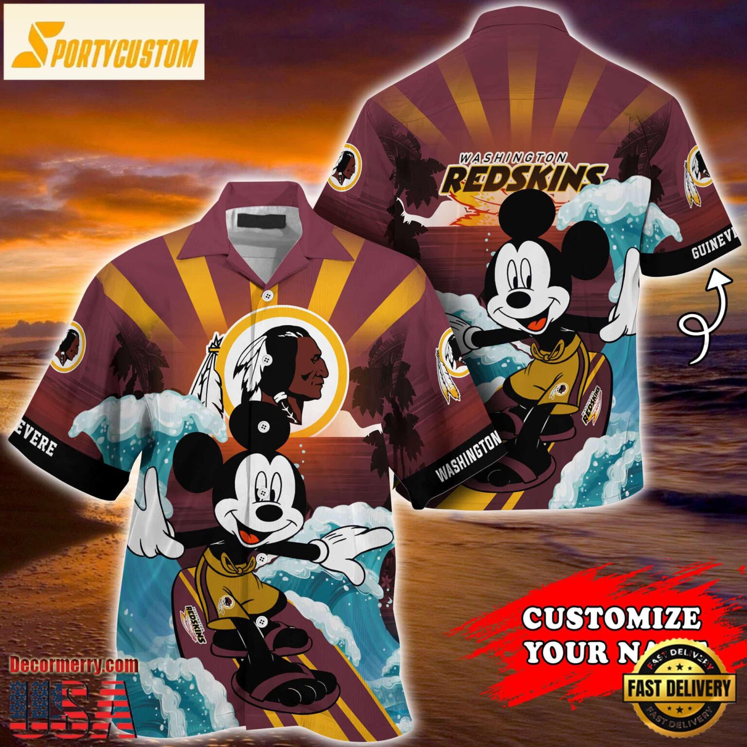 Washington Redskins Special Mickey Mouse Movies Design Summer Hawaiian Shirt, NFL Aloha Shirt