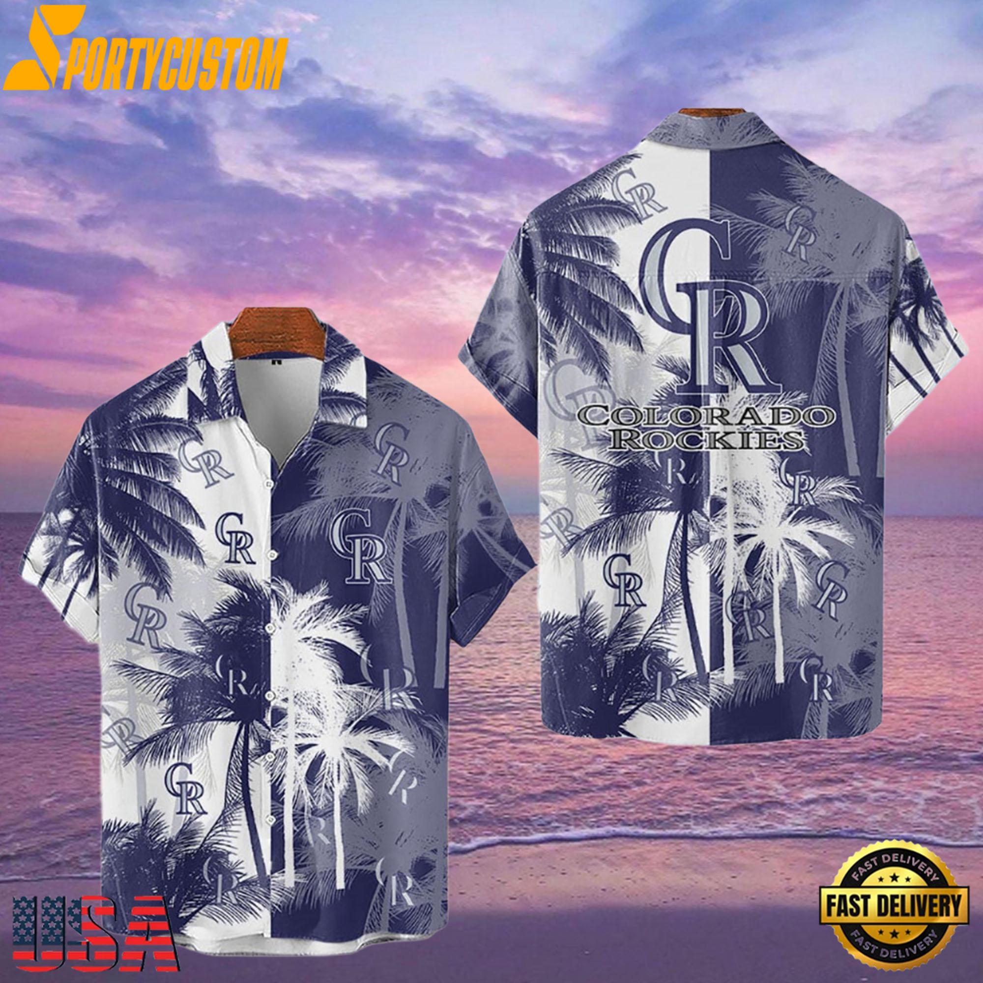 MLB Colorado Rockies Tropical Palm Trees Hot Summer Hawaiian Shirt