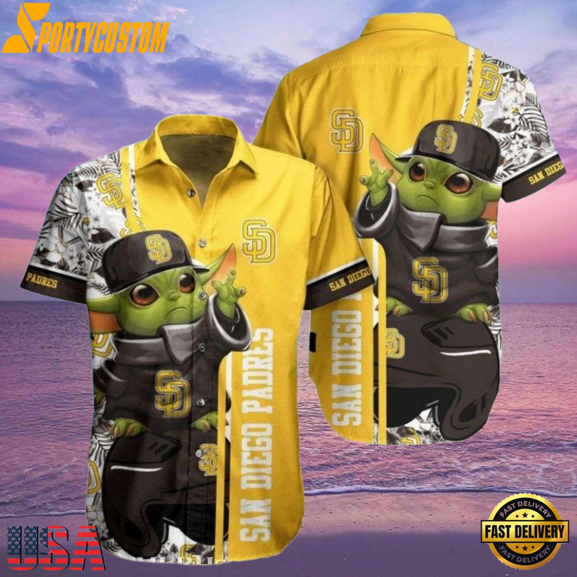 MLB San Diego Padres Aloha Hawaiian Shirt With Baby Yoda And Tropical Flowers.jpg 1Group