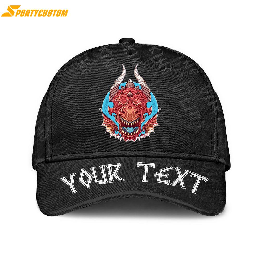 Custom Name Big Angry Red Dragon Classic Baseball Cap