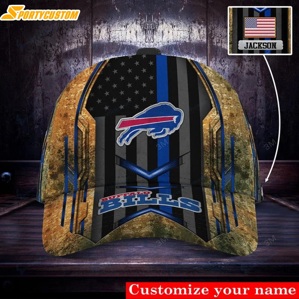 Custom Name Buffalo Bills Football Pattern Classic Baseball Cap
