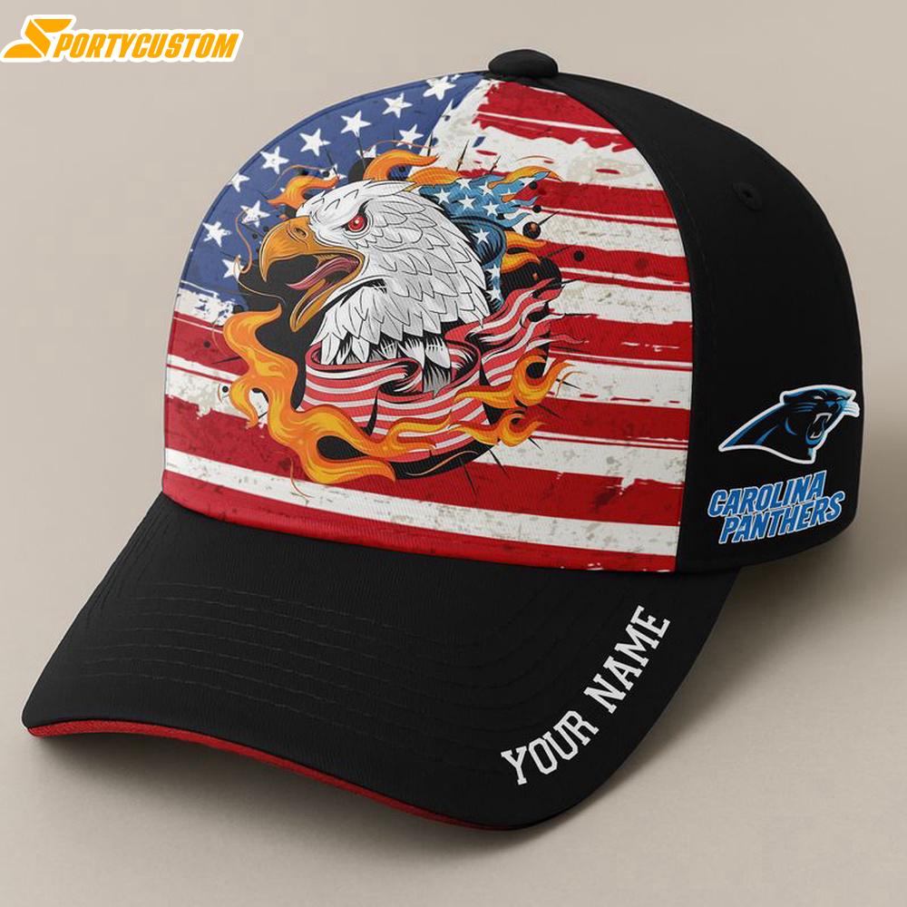 Custom Name Carolina Panthers Independence Day Baseball Cap