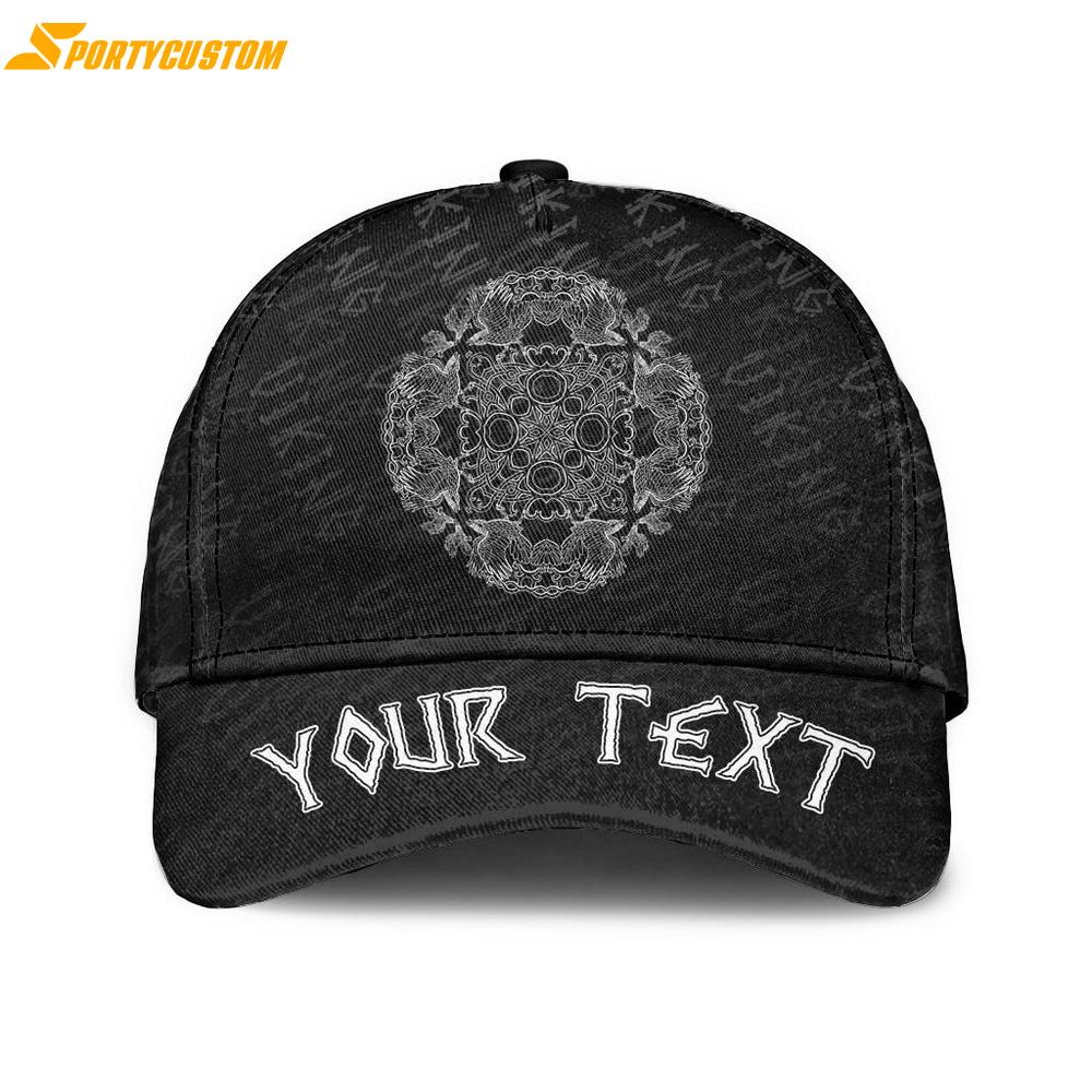 Custom Name Celtic Symbol Ravens Cross Mandala Classic Baseball Cap