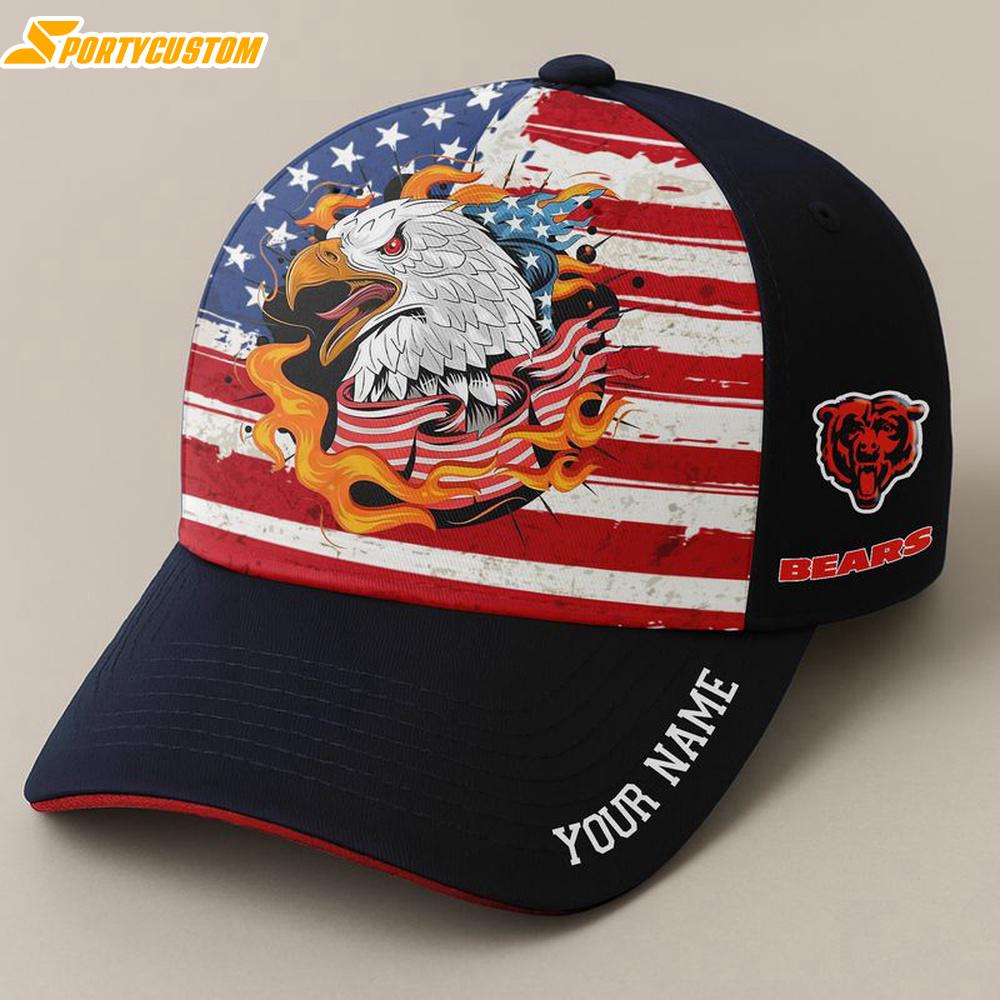 Custom Name Chicago Bears Independence Day Baseball Cap