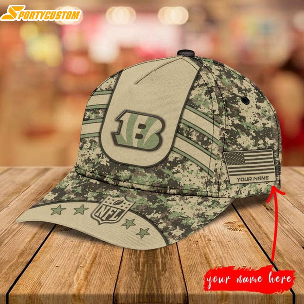 Custom Name Cincinnati Bengals Football Camo Classic Baseball Cap