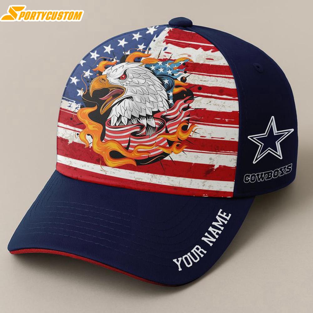 Custom Name Dallas Cowboys Independence Day Baseball Cap