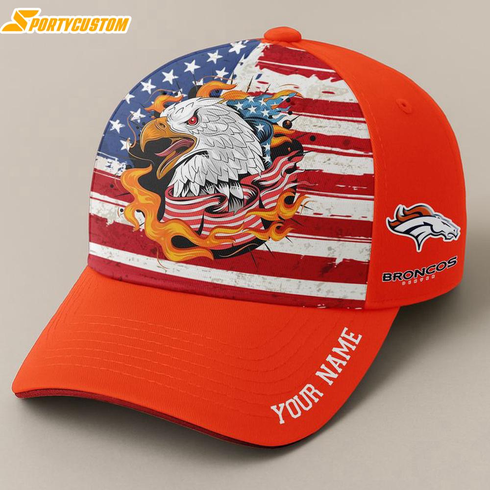 Custom Name Denver Broncos Independence Day Baseball Cap