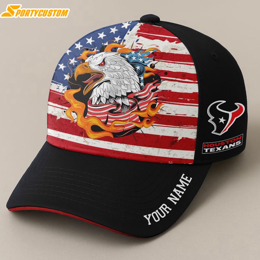 Custom Name Houston Texans Independence Day Baseball Cap