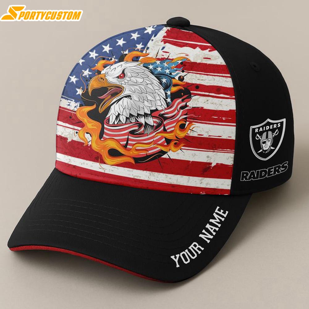 Custom Name Las Vegas Raiders Independence Day Baseball Cap