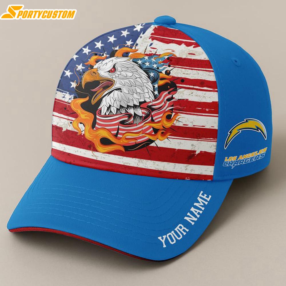 Custom Name Los Angeles Chargers Independence Day Baseball Cap