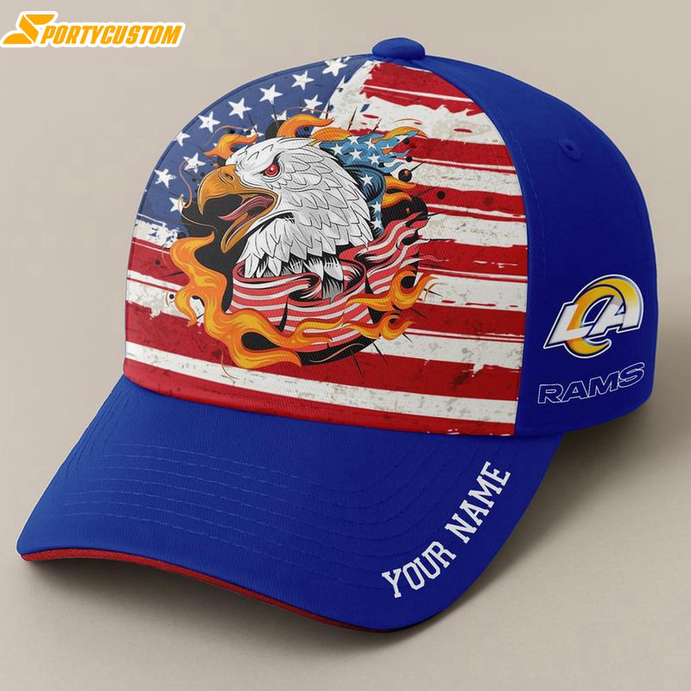 Custom Name Los Angeles Rams Independence Day Baseball Cap