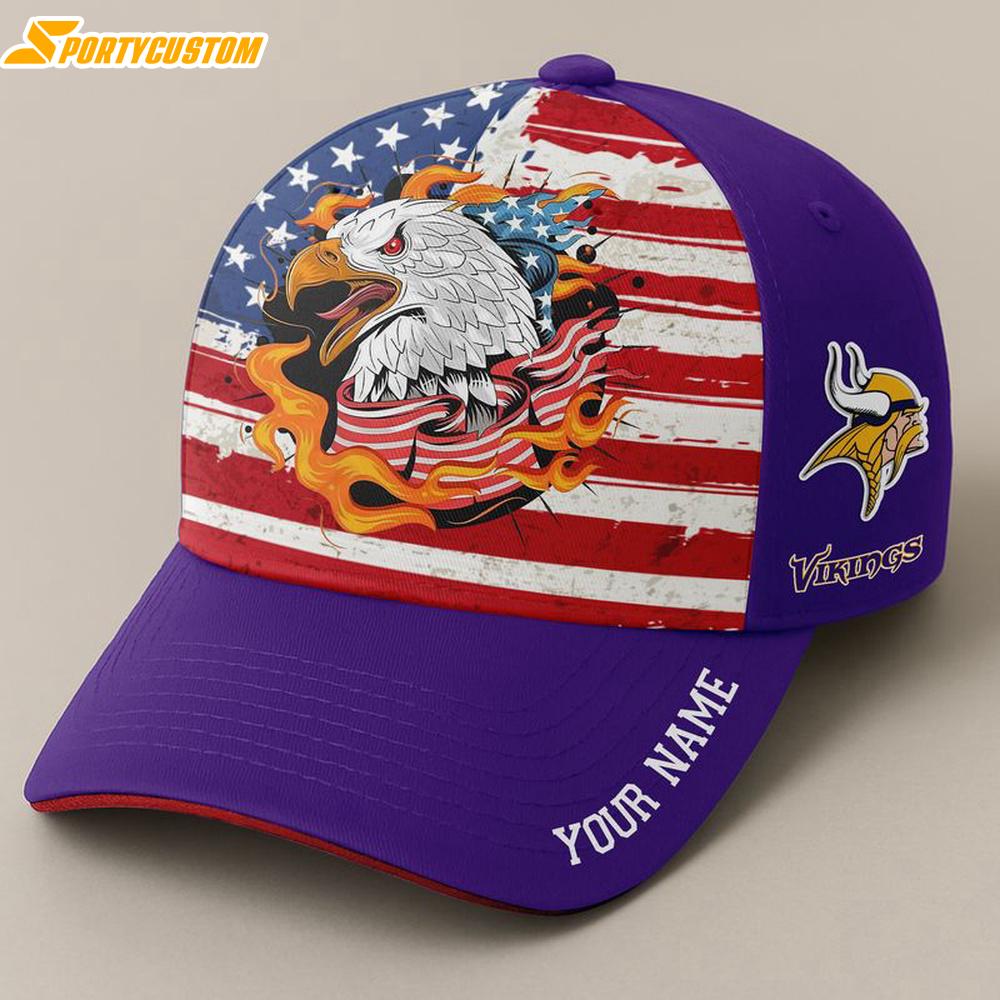 Custom Name Minnesota Vikings Independence Day Baseball Cap