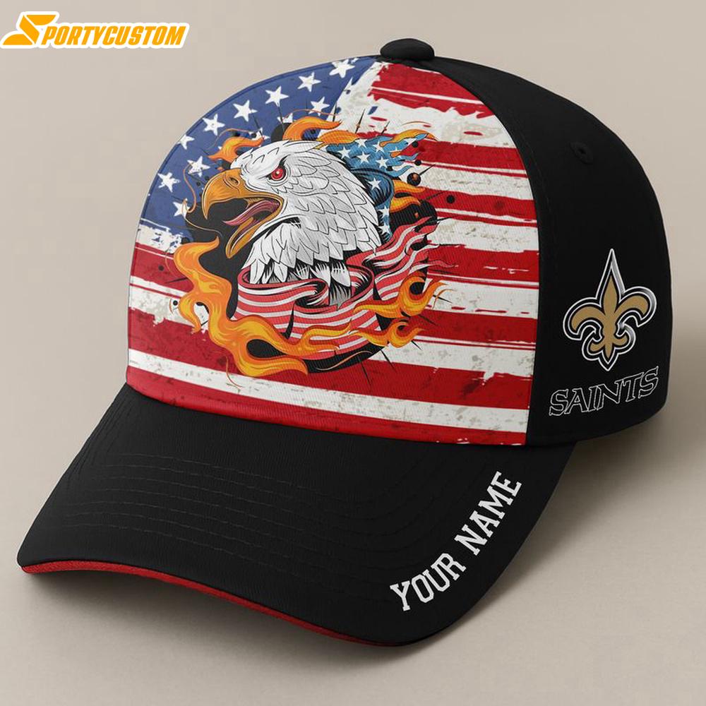 Custom Name New Orleans Saints Independence Day Baseball Cap