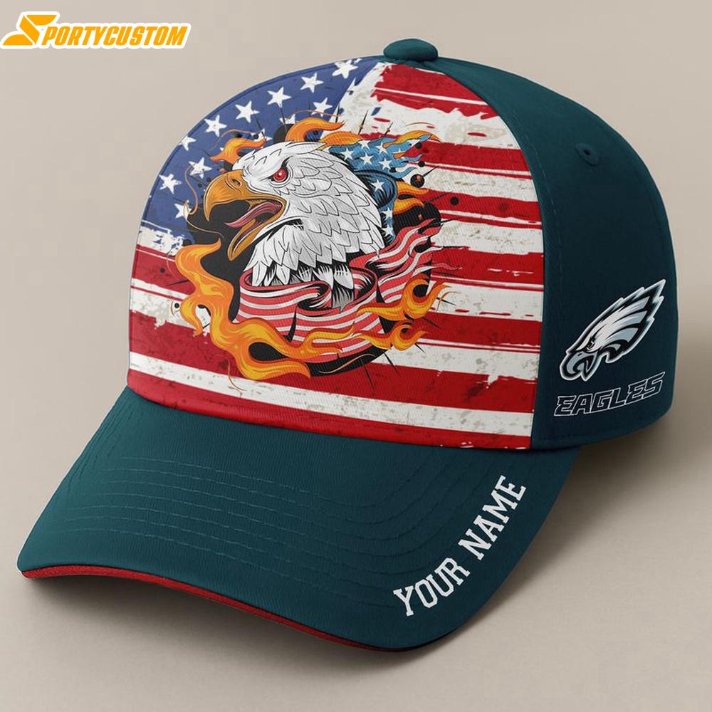 Custom Name Philadelphia Eagles Independence Day Baseball Cap