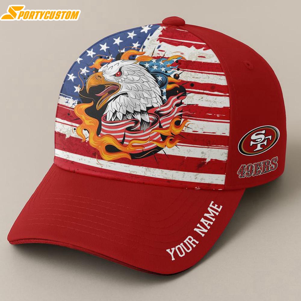 Custom Name San Francisco 49ers Independence Day Baseball Cap