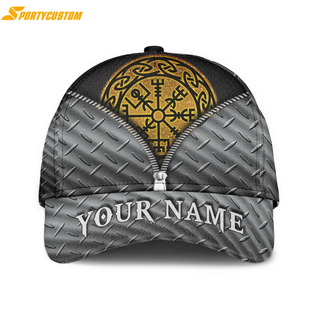 Custom Name Viking Golden Vegvisir Classic Baseball Cap